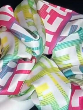 Rainbow Multicolor FF Luxury Scrunchie